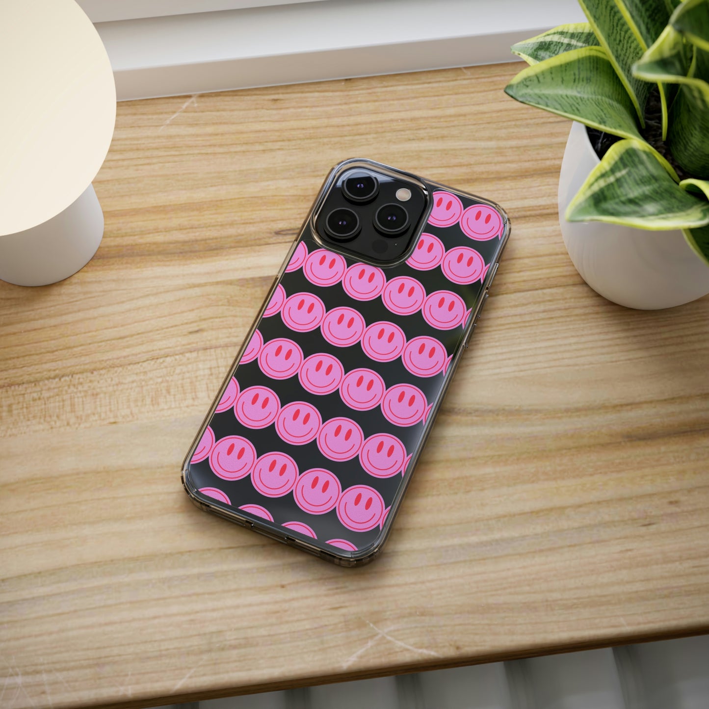Pink Smiley Clear Case