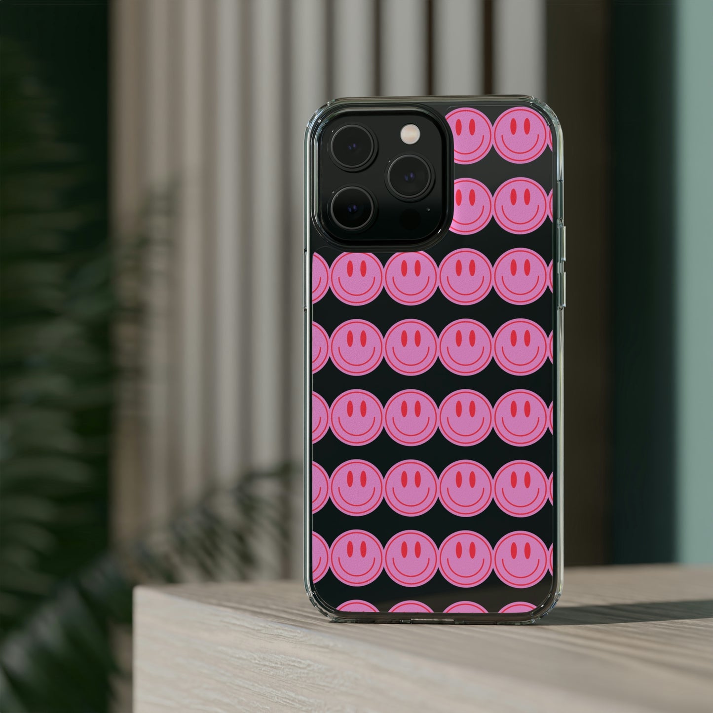 Pink Smiley Clear Case