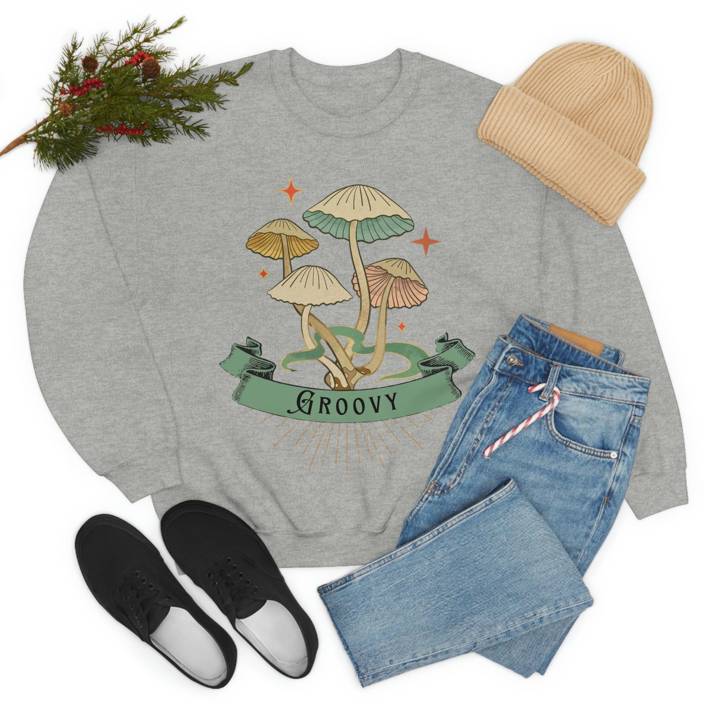 Groovy Shrooms Unisex Heavy Blend™ Crewneck Sweatshirt