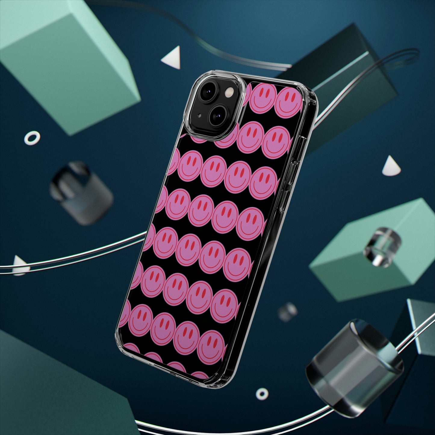 Pink Smiley Clear Case