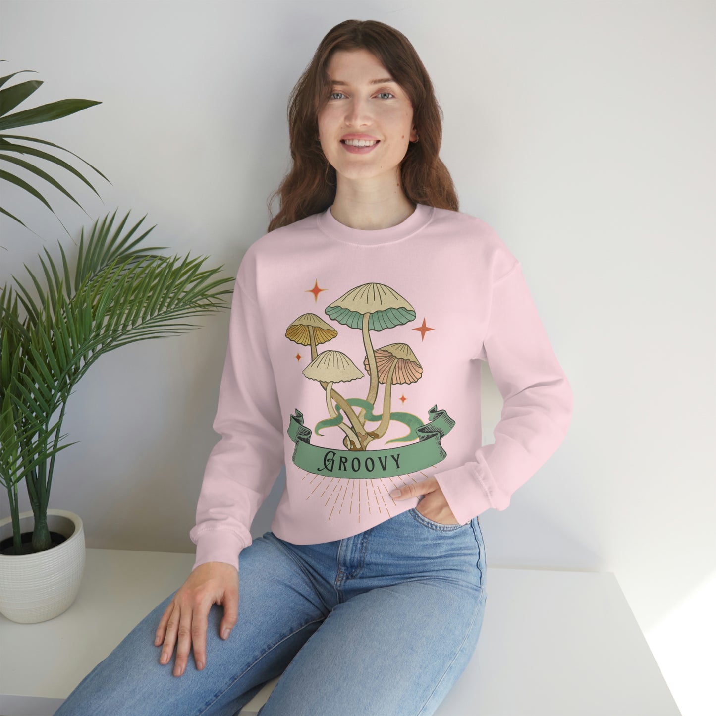 Groovy Shrooms Unisex Heavy Blend™ Crewneck Sweatshirt