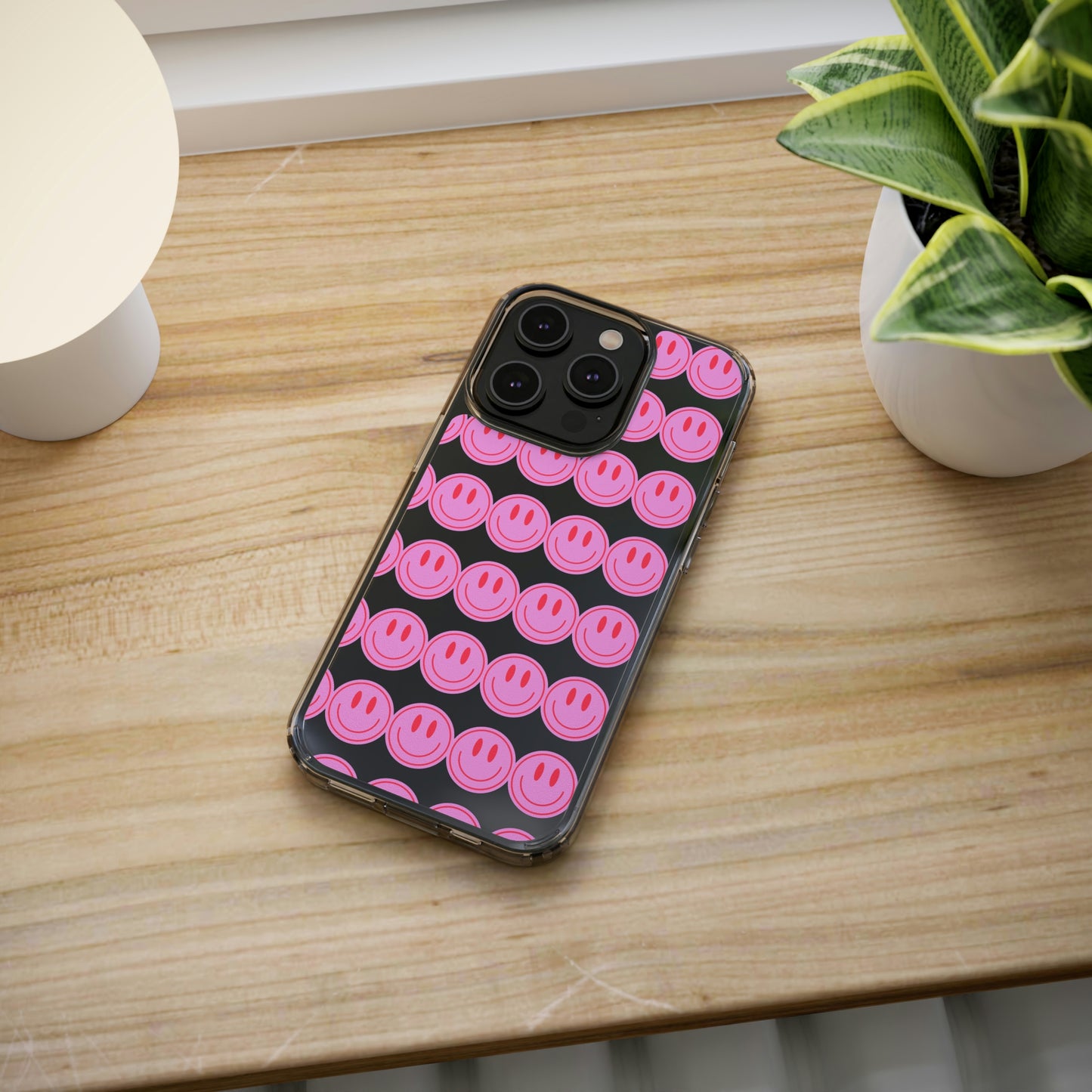Pink Smiley Clear Case