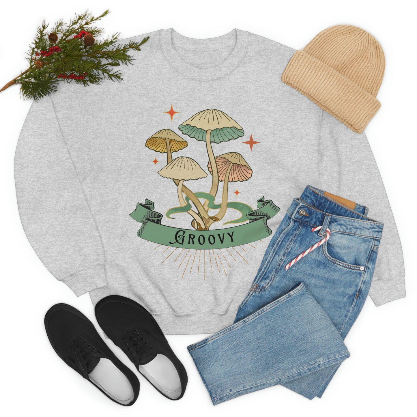 Groovy Shrooms Unisex Heavy Blend™ Crewneck Sweatshirt