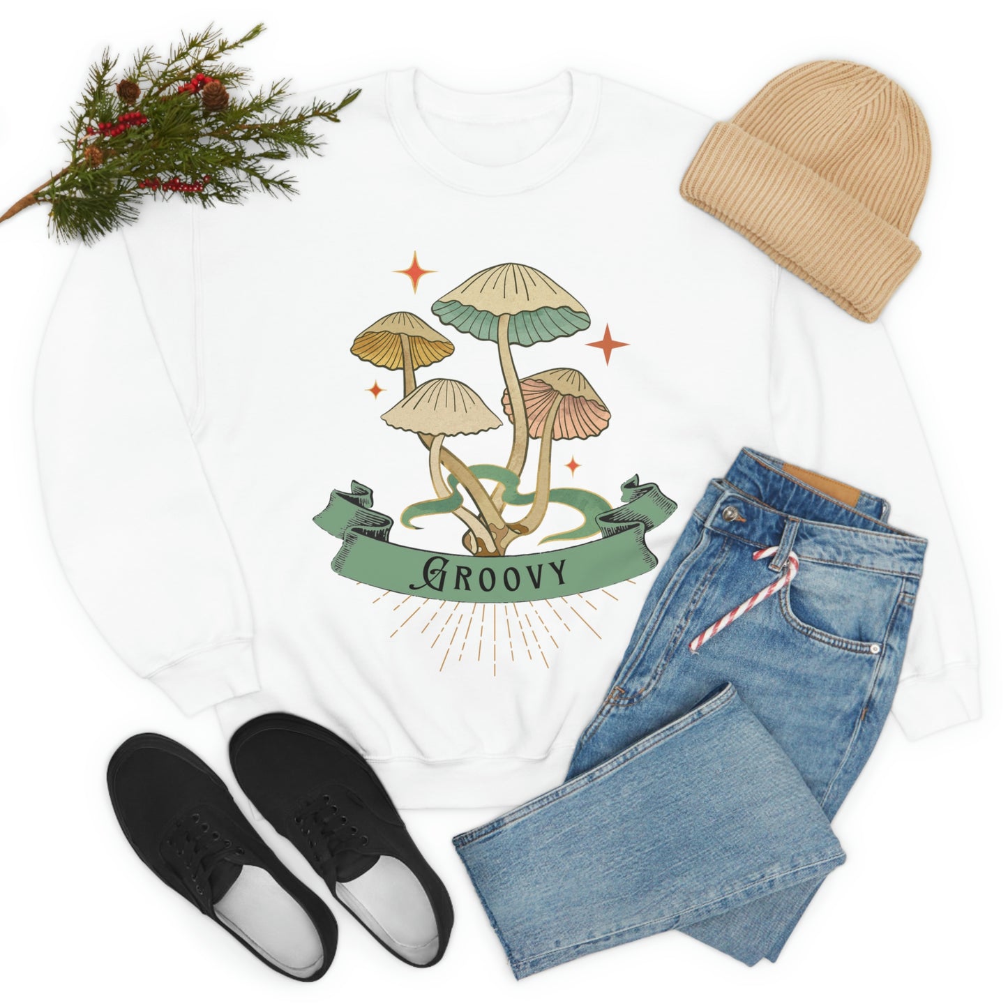 Groovy Shrooms Unisex Heavy Blend™ Crewneck Sweatshirt