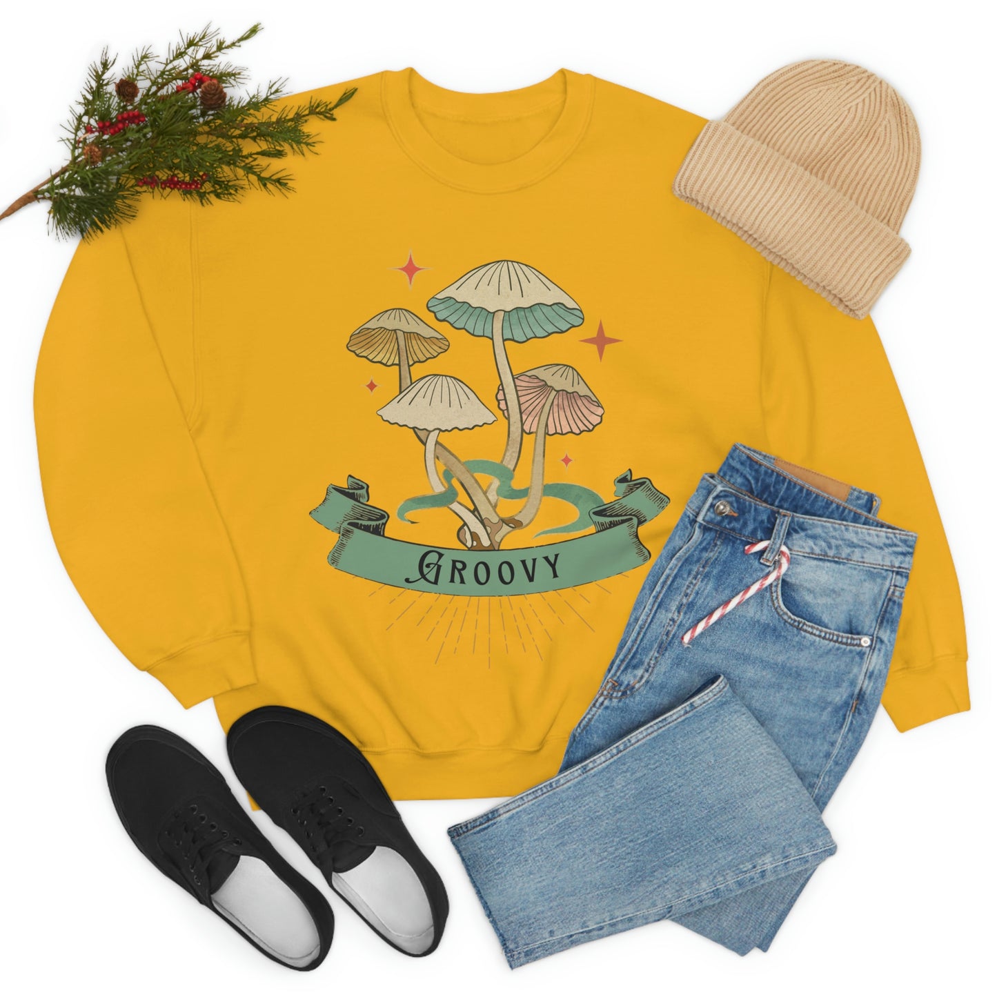 Groovy Shrooms Unisex Heavy Blend™ Crewneck Sweatshirt