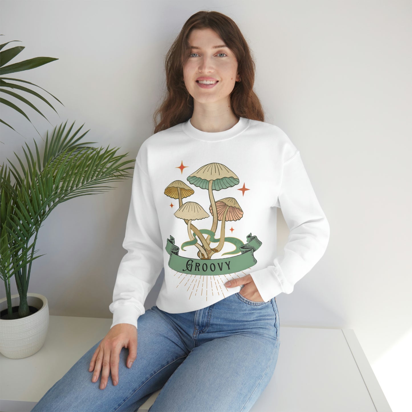 Groovy Shrooms Unisex Heavy Blend™ Crewneck Sweatshirt