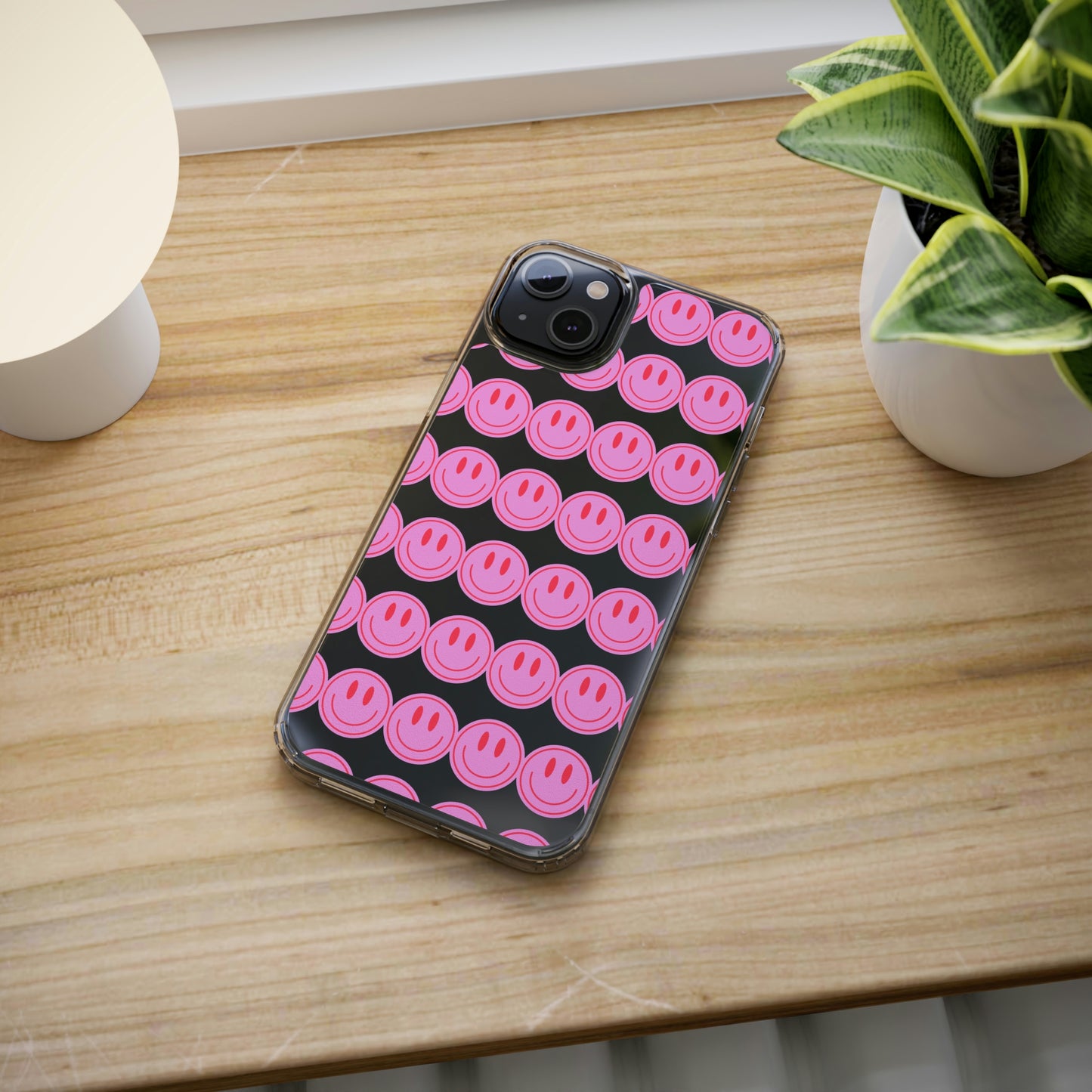 Pink Smiley Clear Case