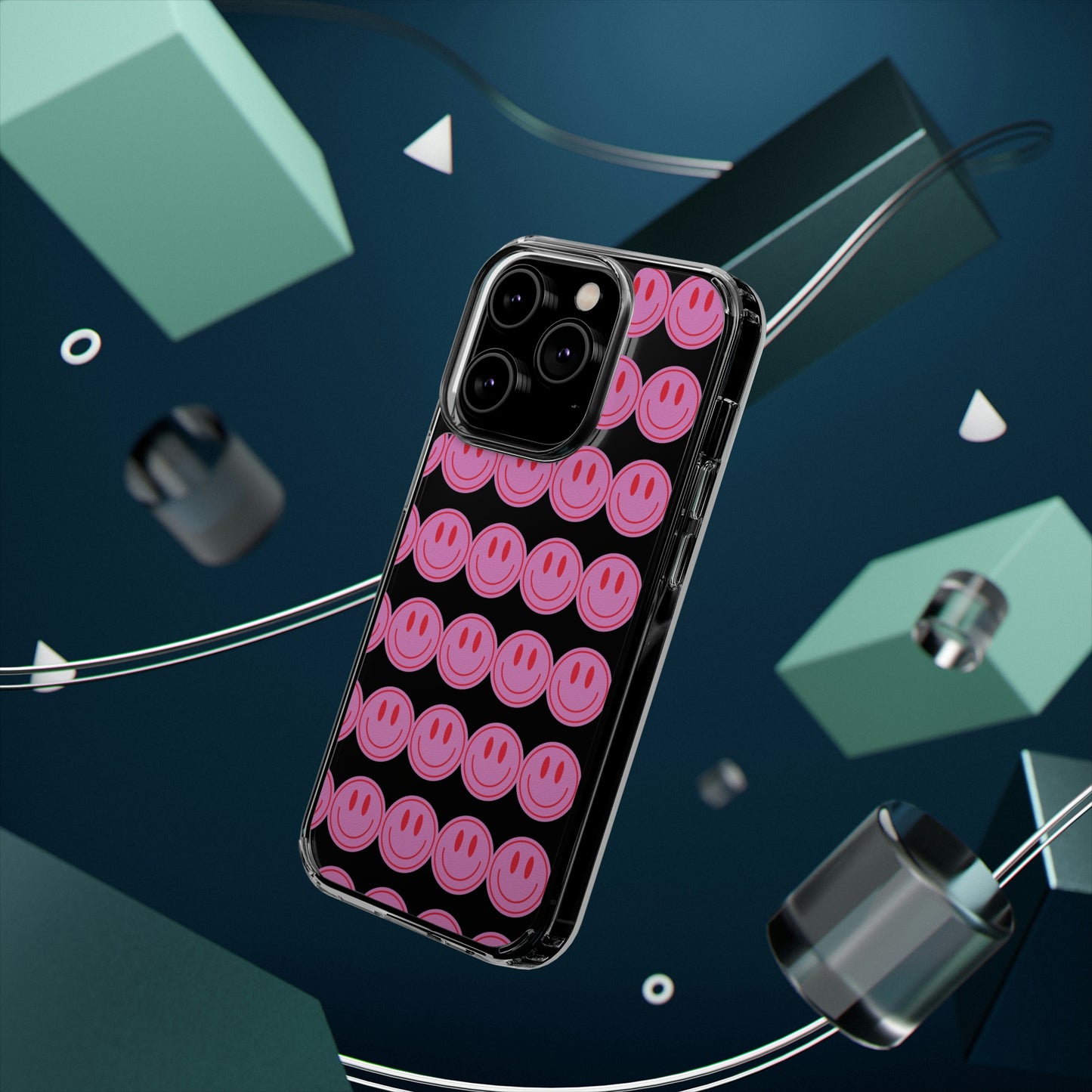 Pink Smiley Clear Case