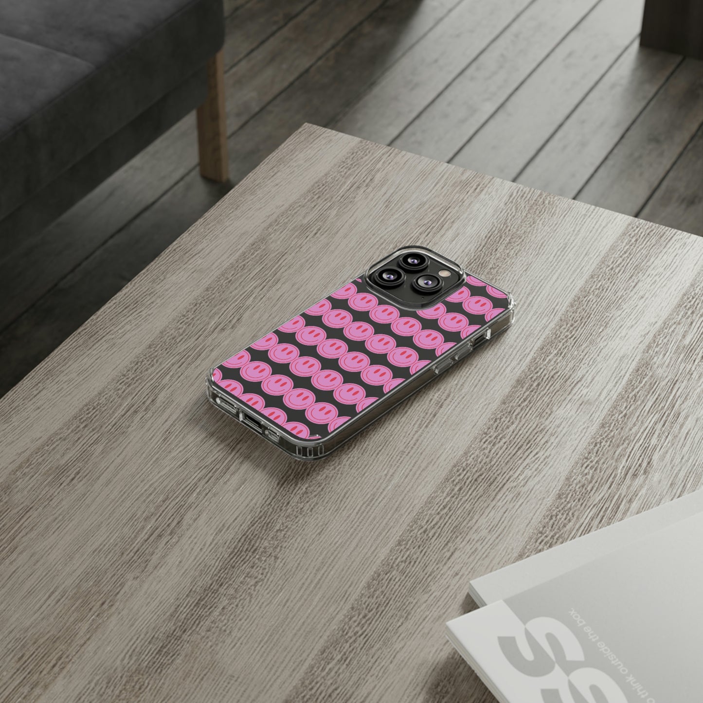 Pink Smiley Clear Case