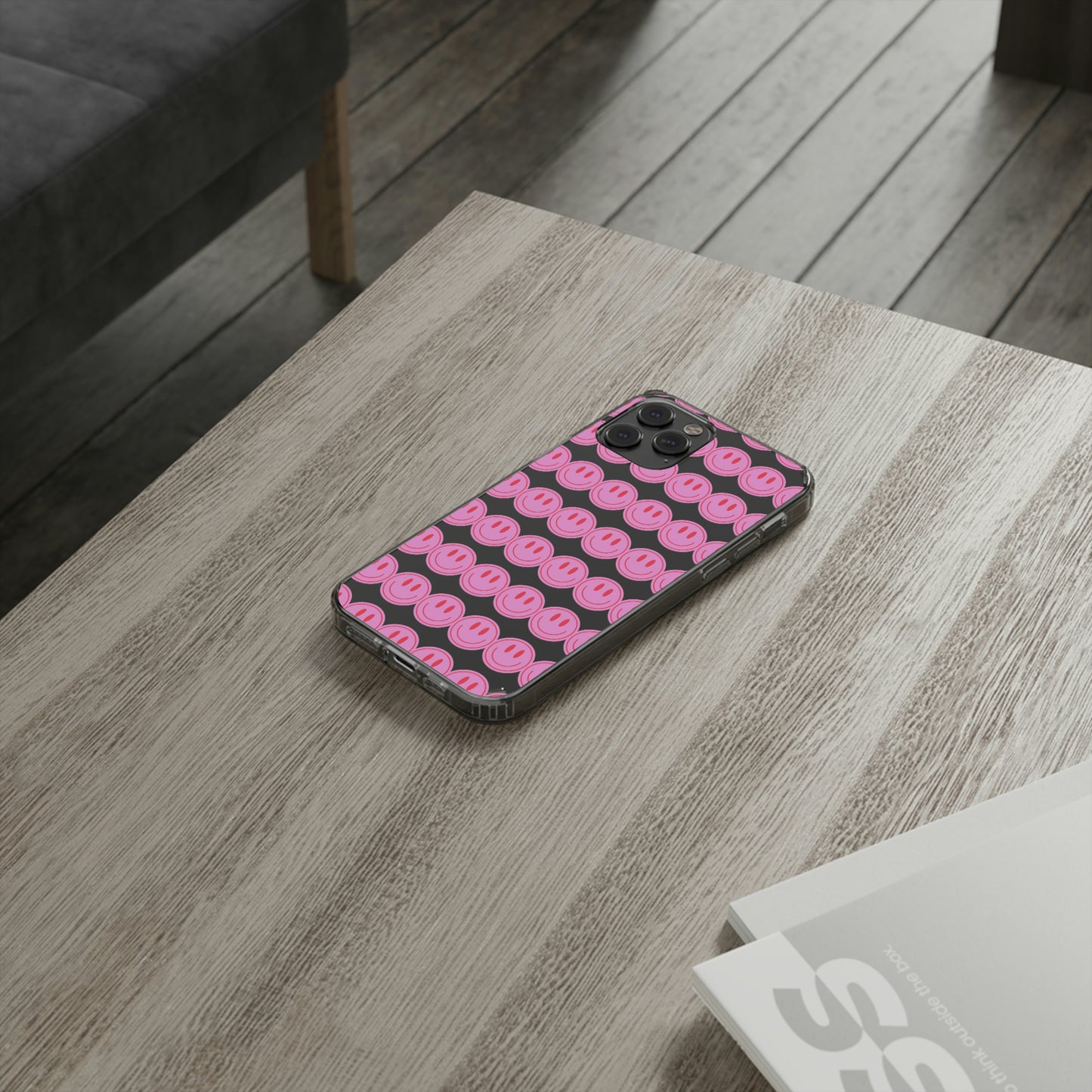 Pink Smiley Clear Case