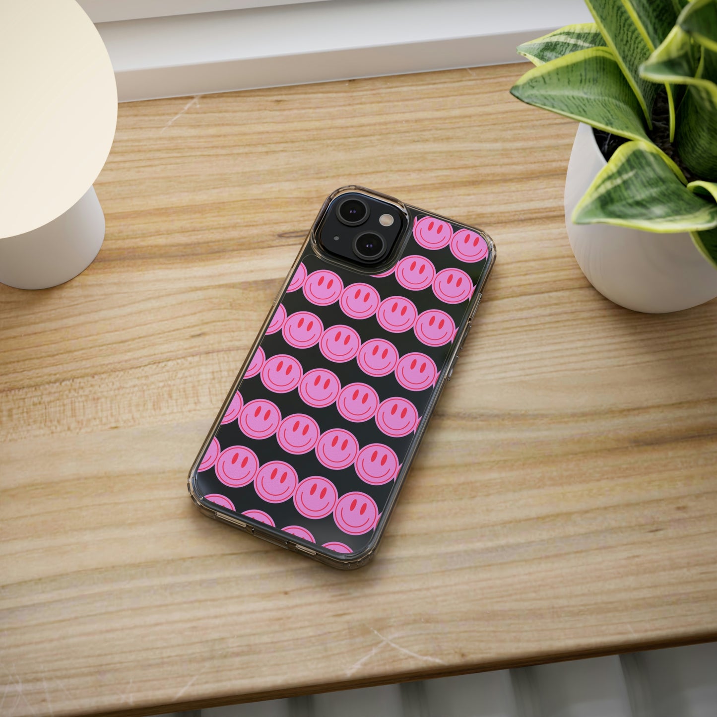 Pink Smiley Clear Case