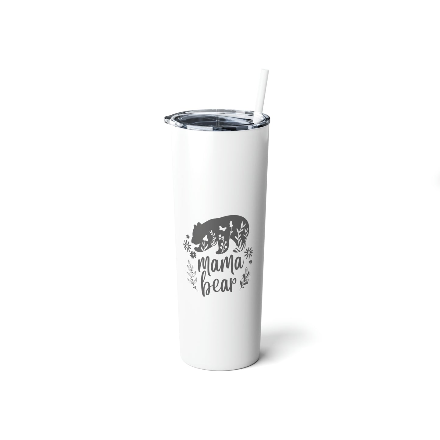 Mama Bear Skinny Steel Tumbler with Straw, 20oz