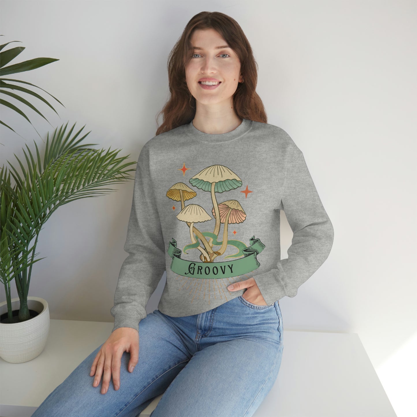 Groovy Shrooms Unisex Heavy Blend™ Crewneck Sweatshirt