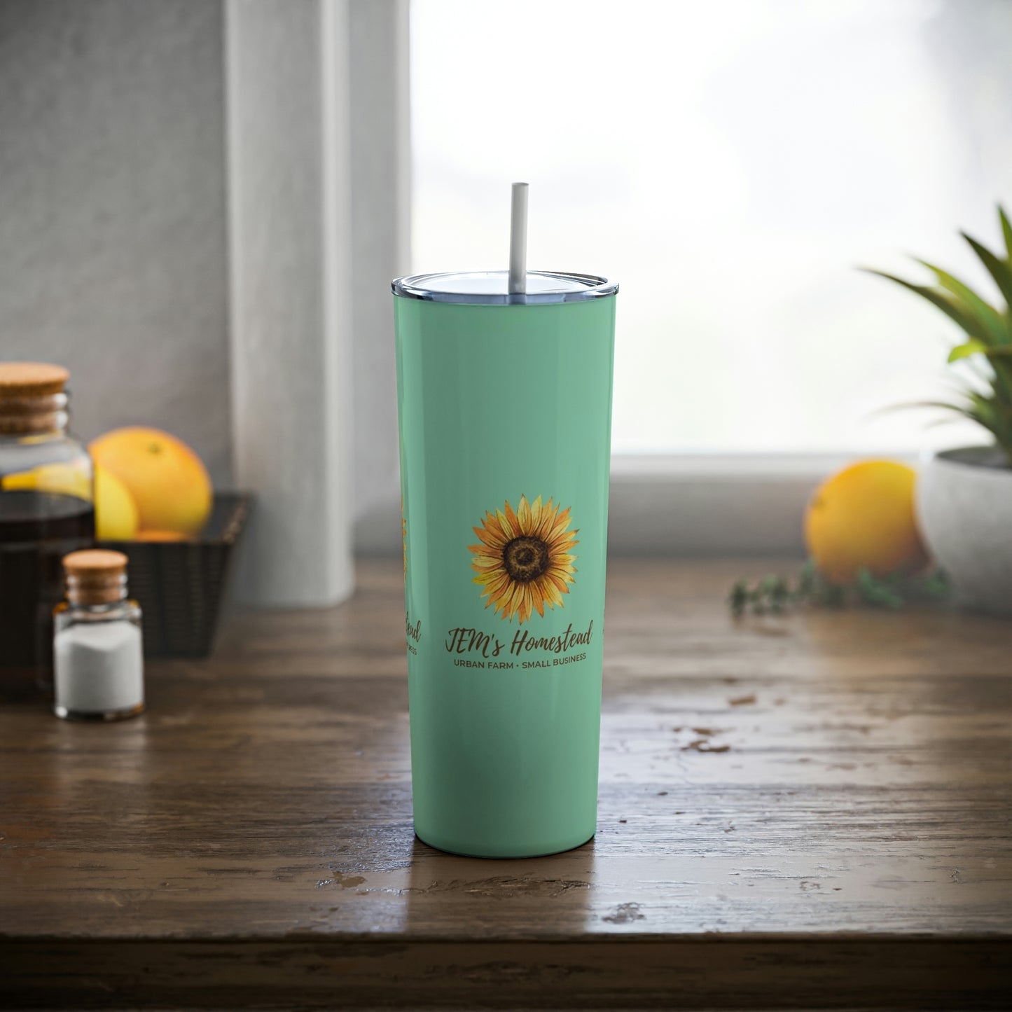 JEM's Homestead Skinny Steel Tumbler with Straw, 20oz