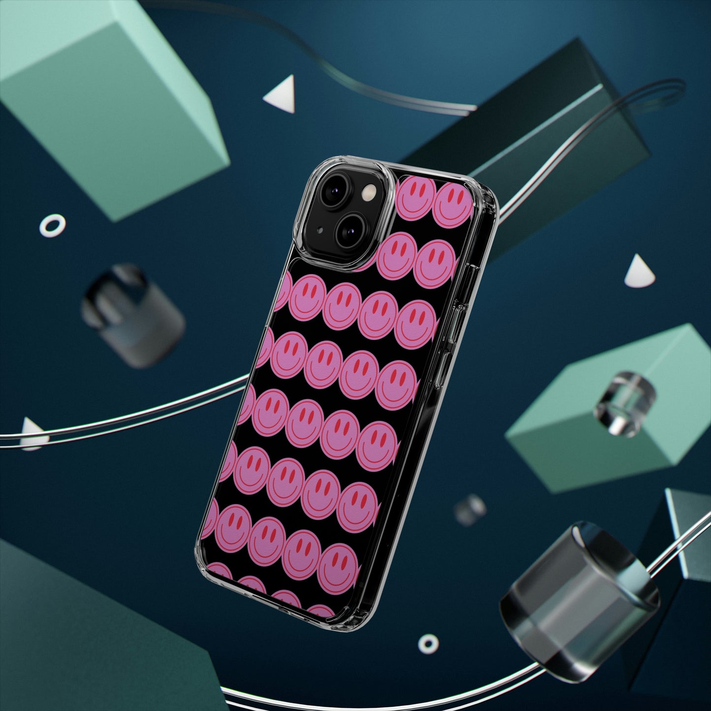 Pink Smiley Clear Case