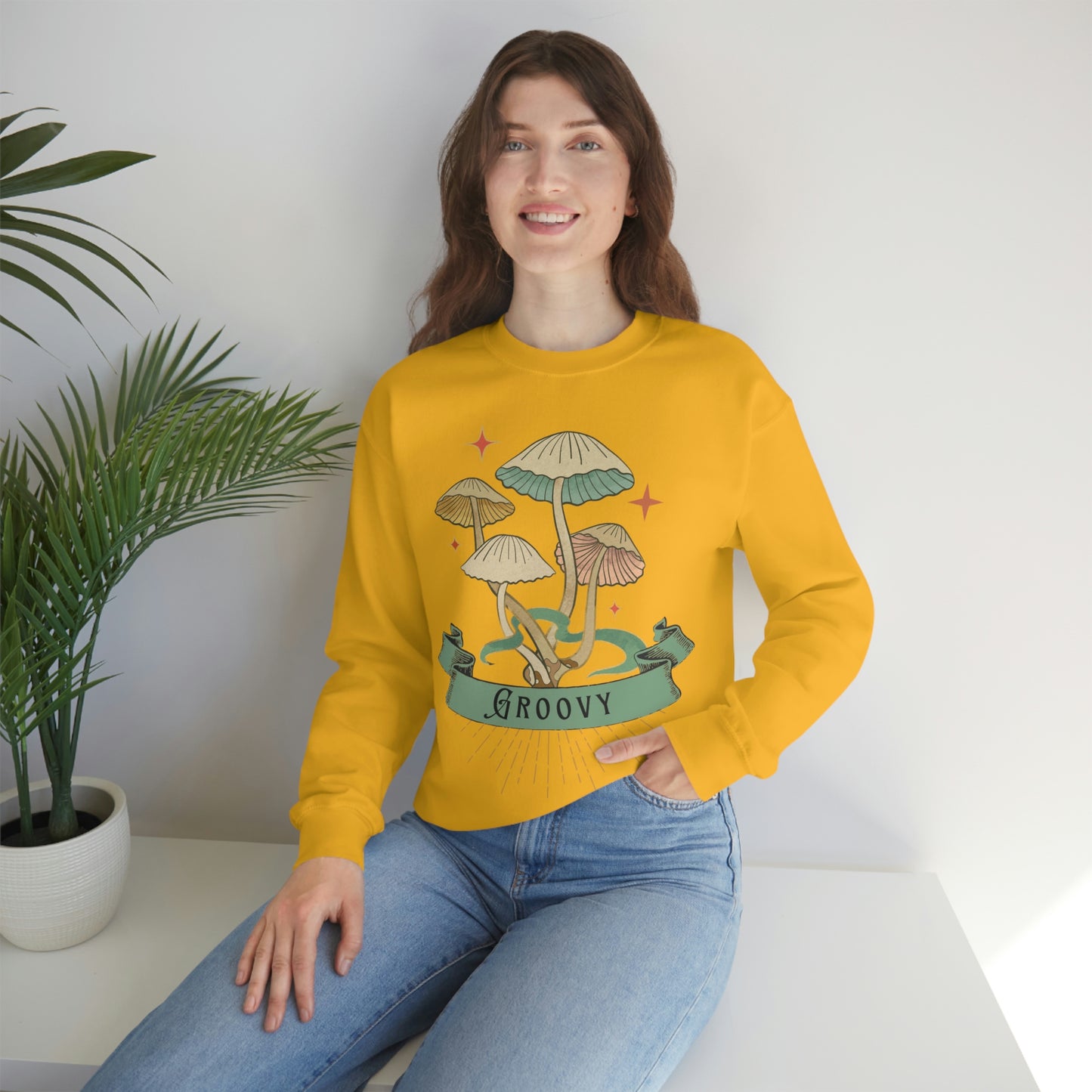 Groovy Shrooms Unisex Heavy Blend™ Crewneck Sweatshirt