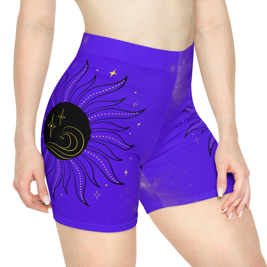 Purple Galaxy Sun Women's Biker Shorts