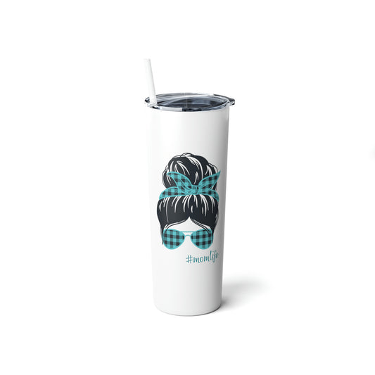 Mom Life Skinny Steel Tumbler with Straw, 20oz