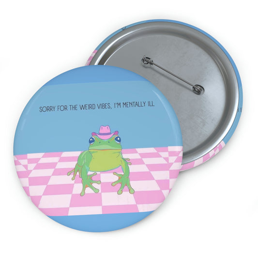 Weird Vibes Cowboy Frog Pin Button