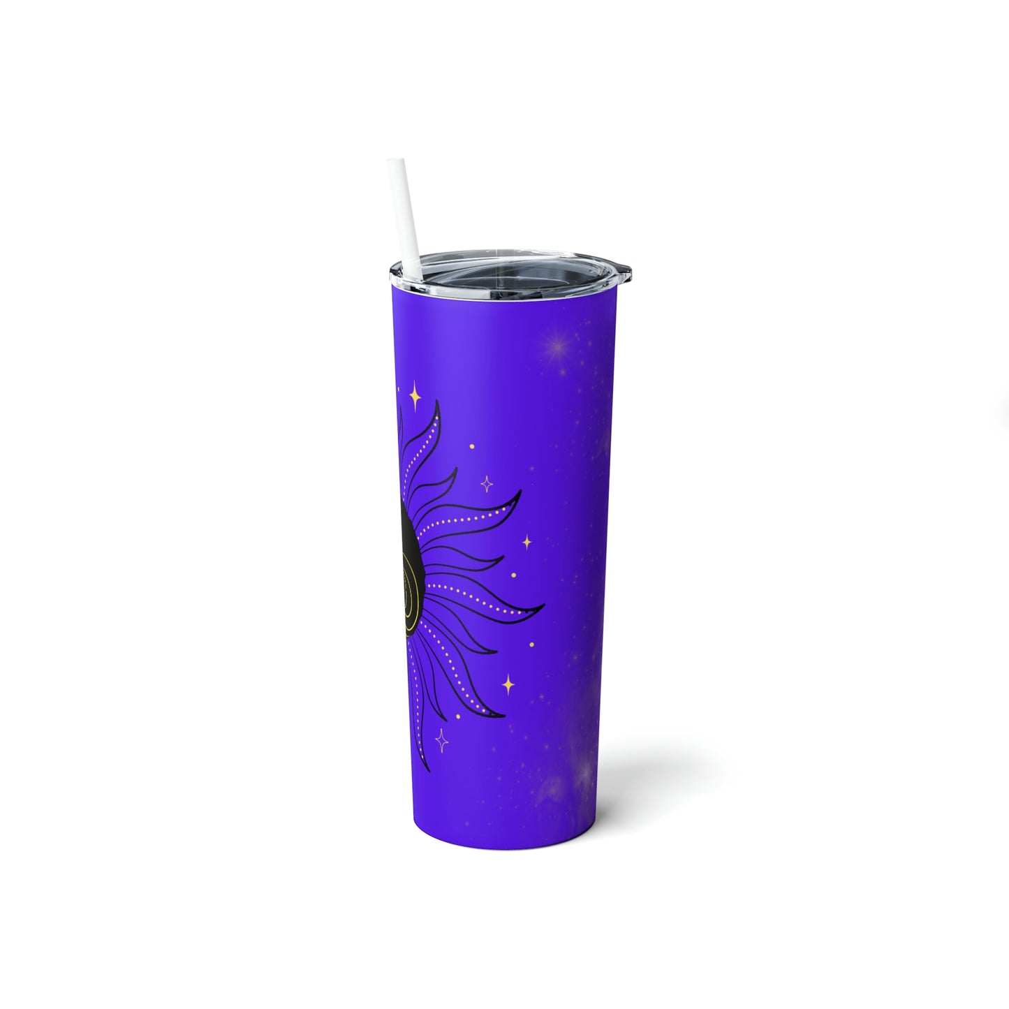 Purple Galaxy Sun Skinny Steel Tumbler with Straw, 20oz