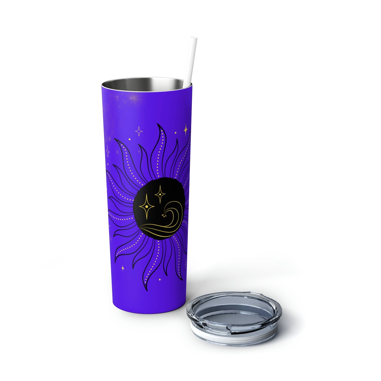 Purple Galaxy Sun Skinny Steel Tumbler with Straw, 20oz