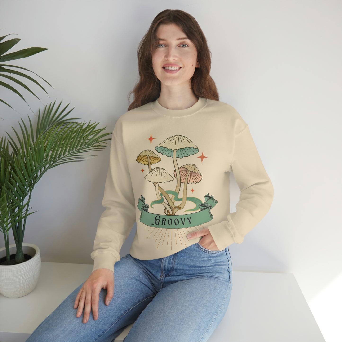 Groovy Shrooms Unisex Heavy Blend™ Crewneck Sweatshirt