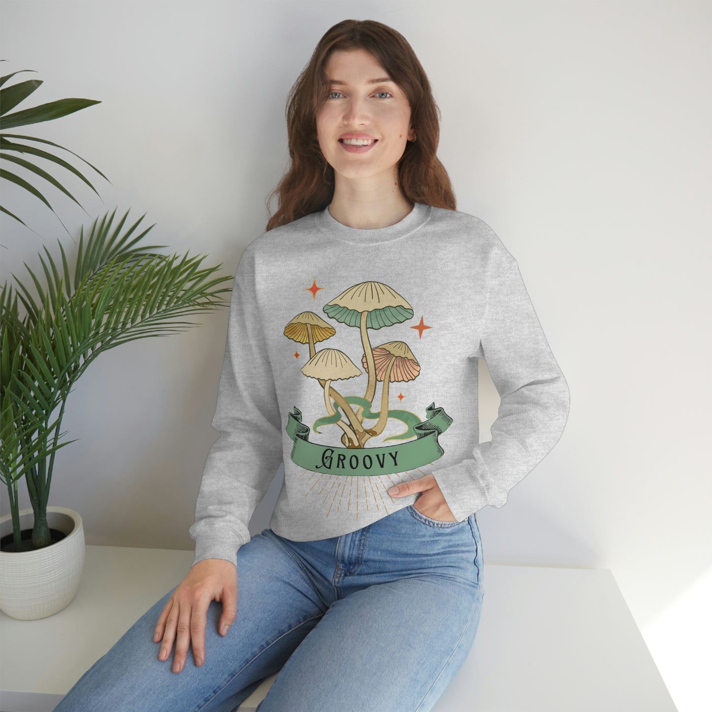 Groovy Shrooms Unisex Heavy Blend™ Crewneck Sweatshirt
