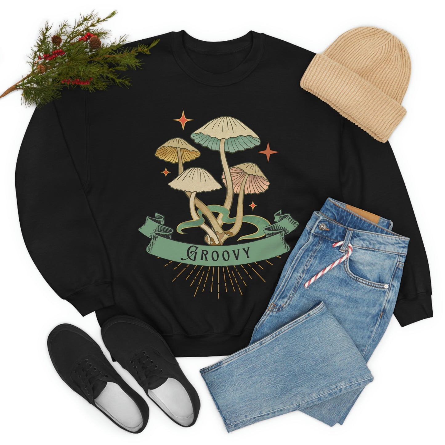 Groovy Shrooms Unisex Heavy Blend™ Crewneck Sweatshirt