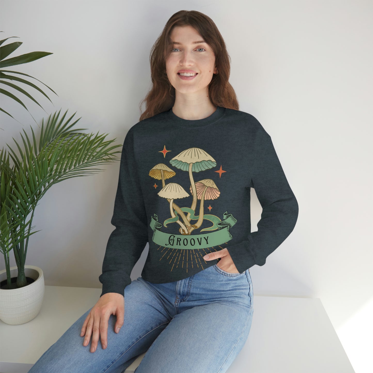 Groovy Shrooms Unisex Heavy Blend™ Crewneck Sweatshirt