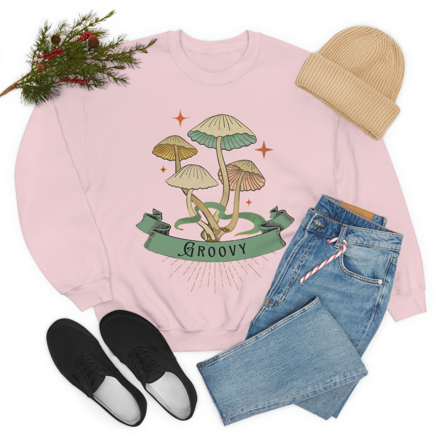 Groovy Shrooms Unisex Heavy Blend™ Crewneck Sweatshirt