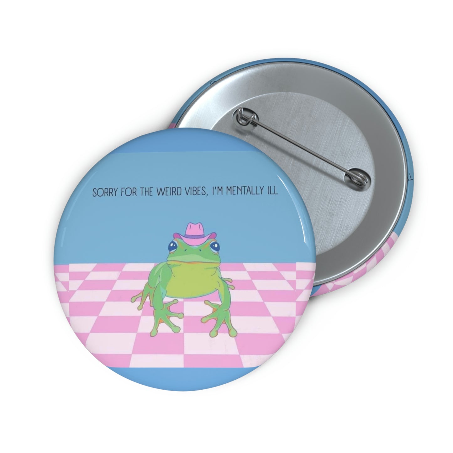Weird Vibes Cowboy Frog Pin Button