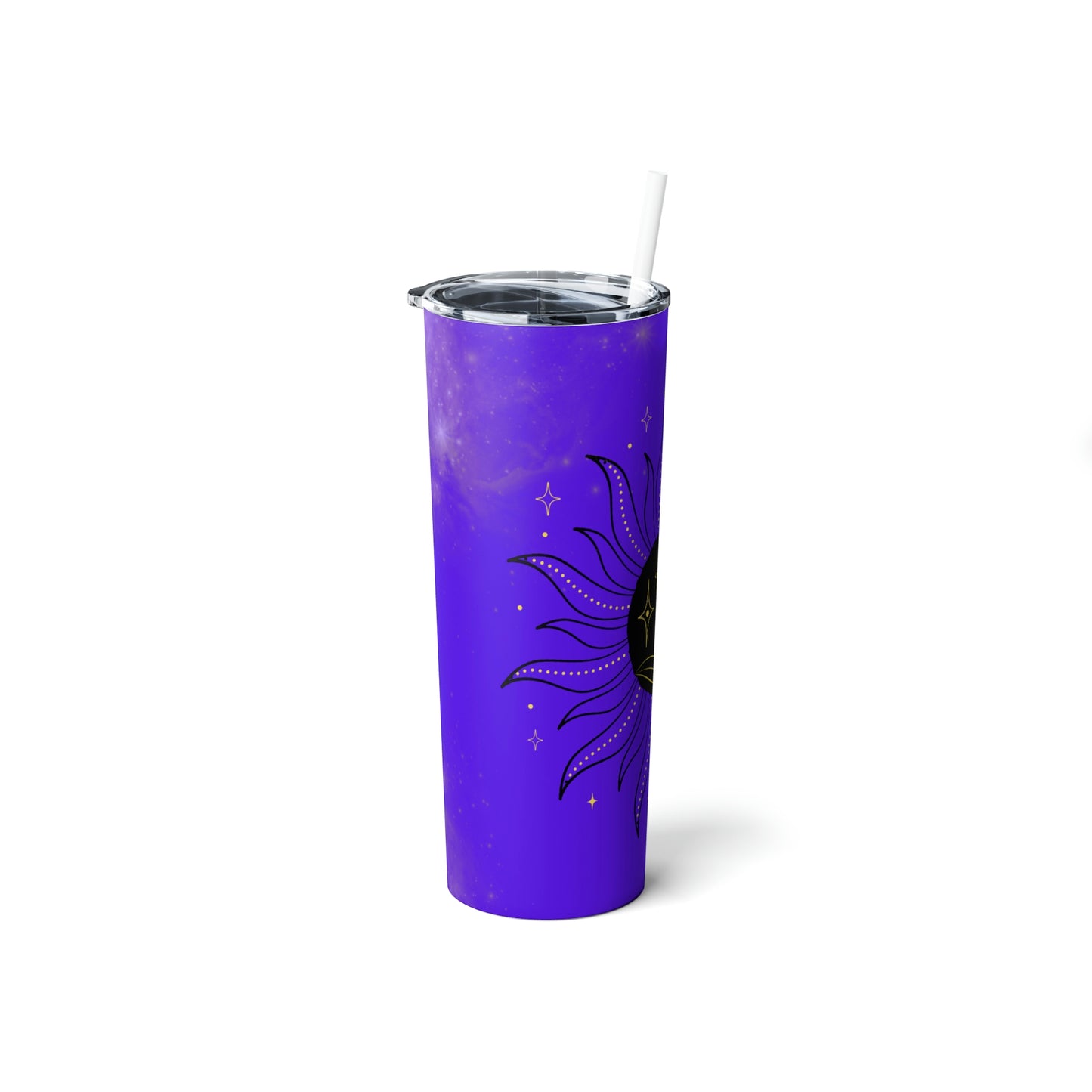 Purple Galaxy Sun Skinny Steel Tumbler with Straw, 20oz