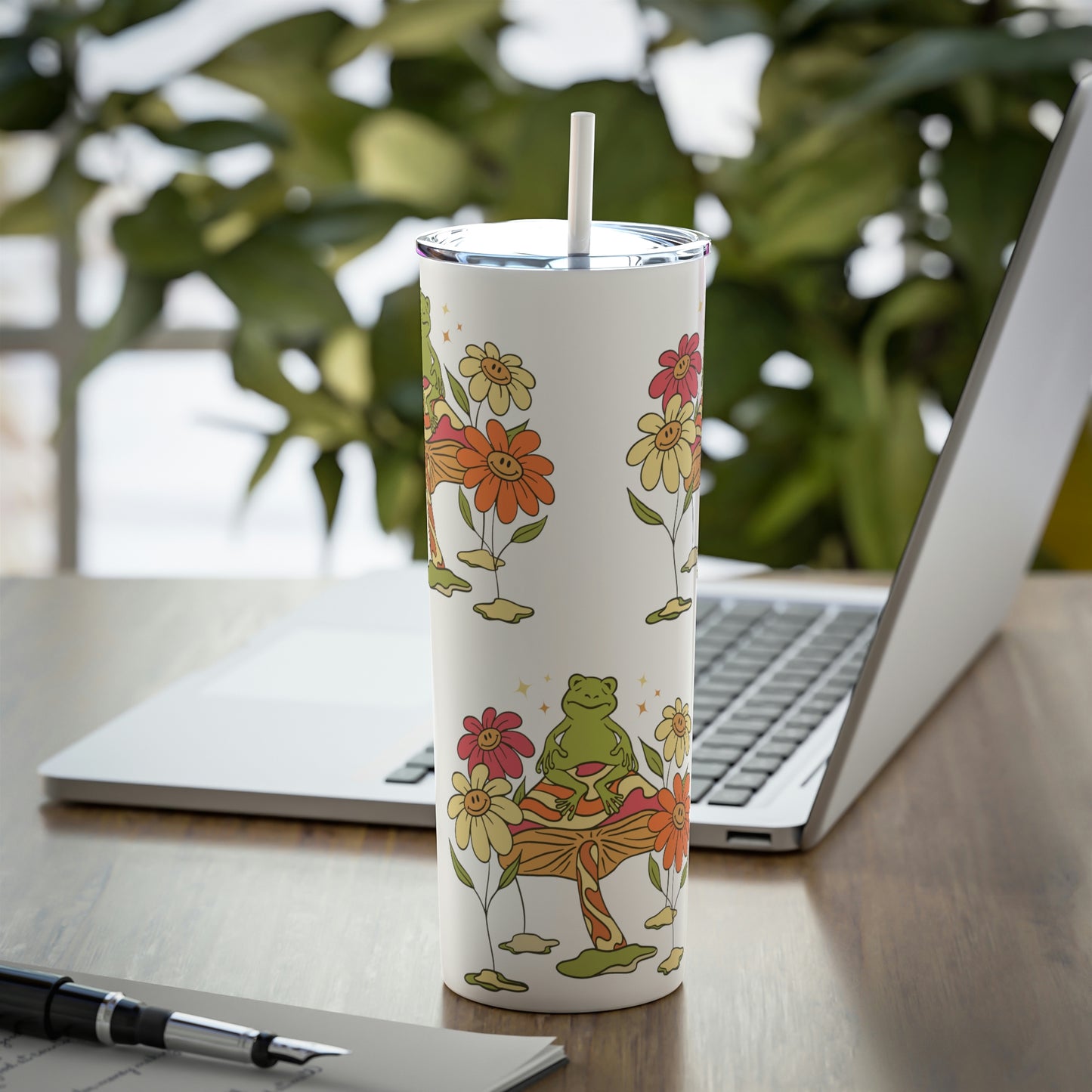 Chill Frog Skinny Steel Tumbler with Straw, 20oz