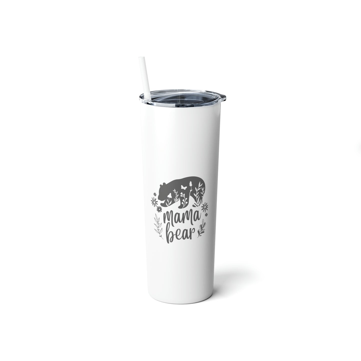 Mama Bear Skinny Steel Tumbler with Straw, 20oz