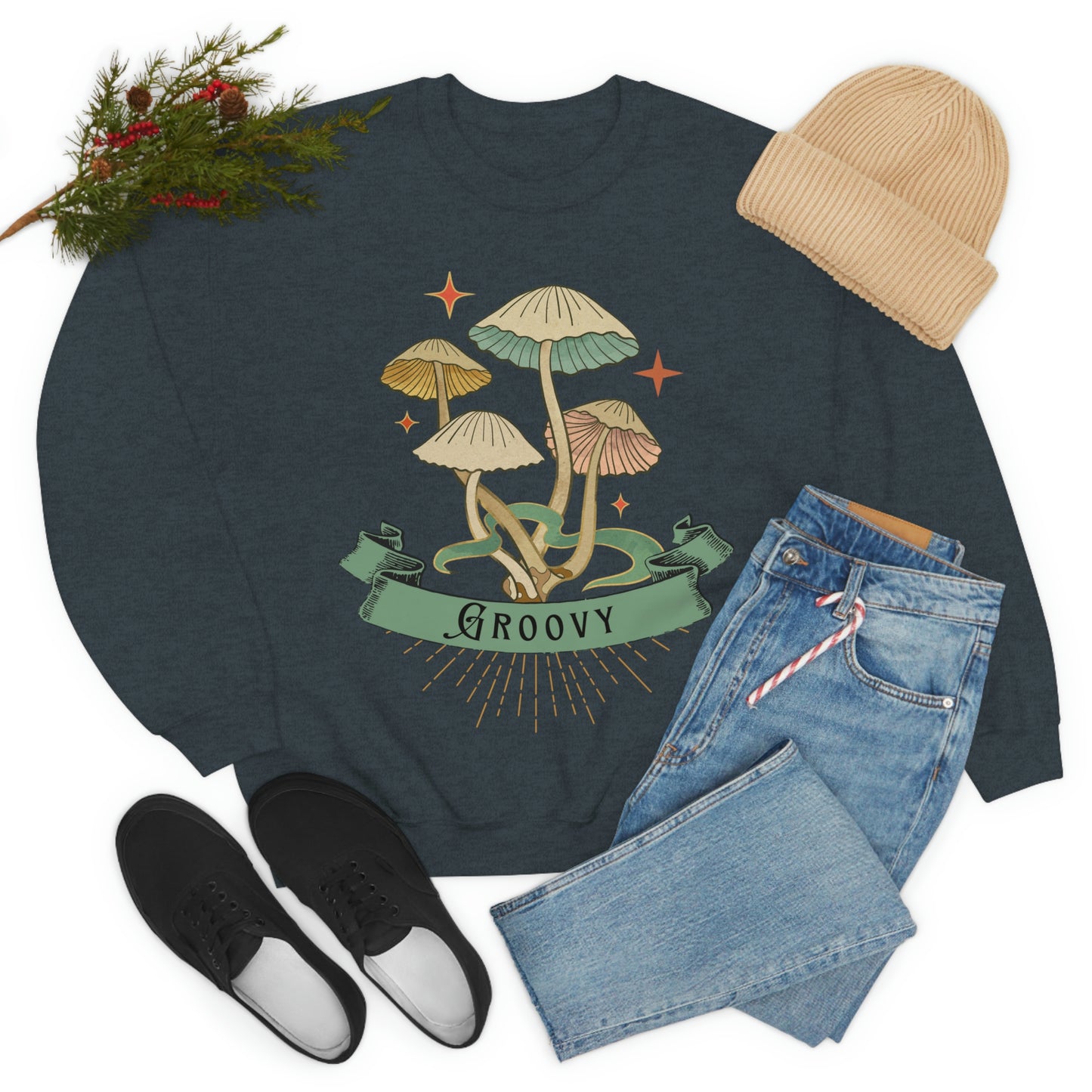 Groovy Shrooms Unisex Heavy Blend™ Crewneck Sweatshirt