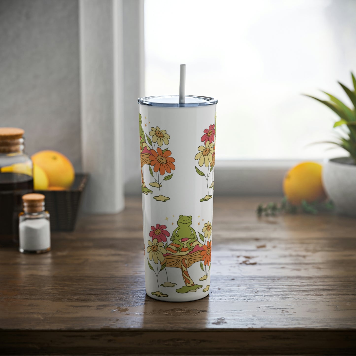 Chill Frog Skinny Steel Tumbler with Straw, 20oz