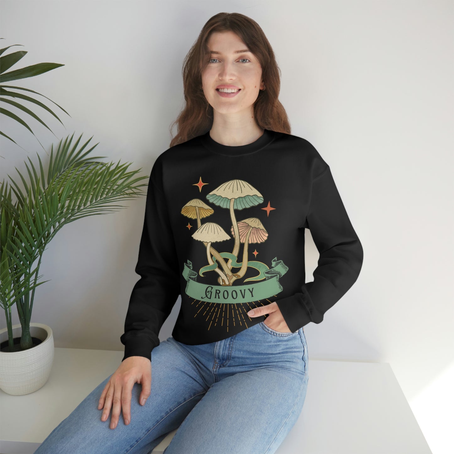 Groovy Shrooms Unisex Heavy Blend™ Crewneck Sweatshirt