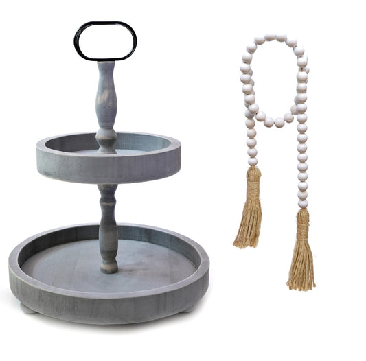 2 Tier Tray w/ Beads