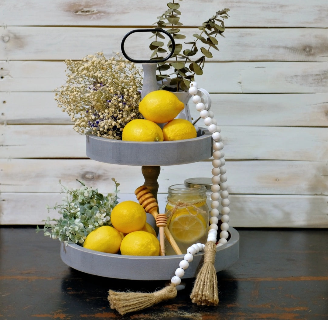2 Tier Tray w/ Beads