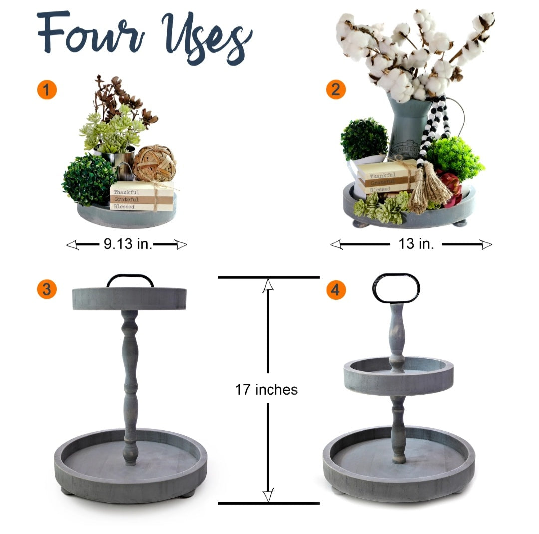 2 Tier Tray w/ Beads