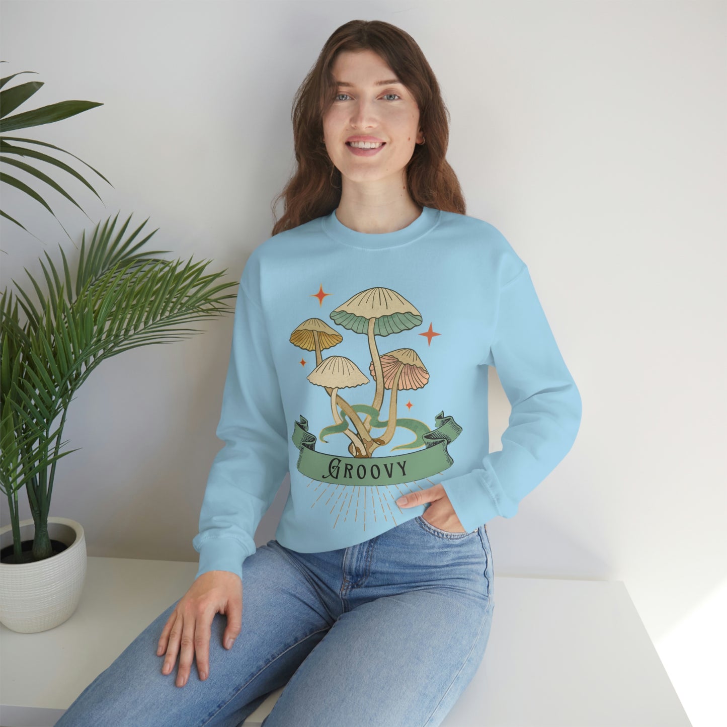 Groovy Shrooms Unisex Heavy Blend™ Crewneck Sweatshirt
