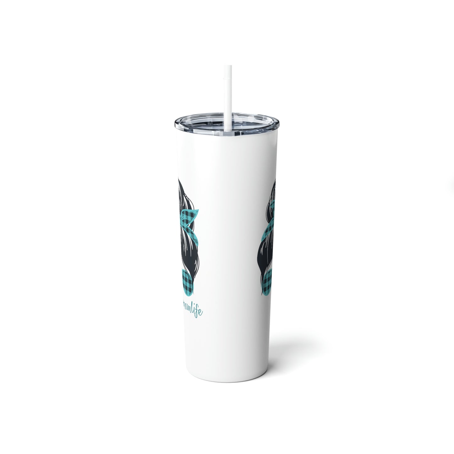 Mom Life Skinny Steel Tumbler with Straw, 20oz