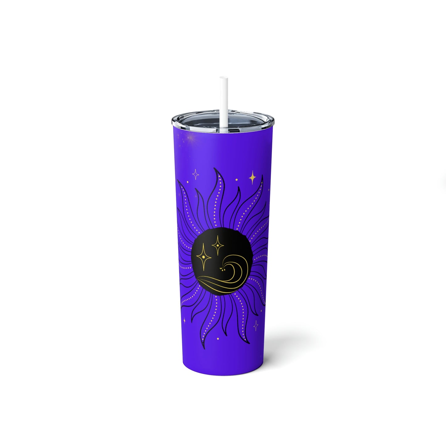 Purple Galaxy Sun Skinny Steel Tumbler with Straw, 20oz