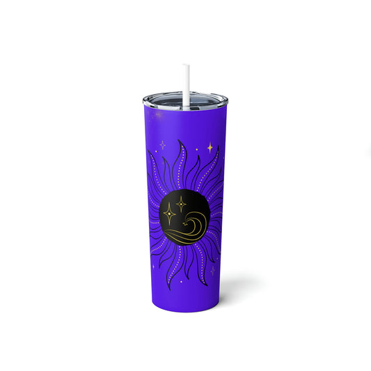 Purple Galaxy Sun Skinny Steel Tumbler with Straw, 20oz