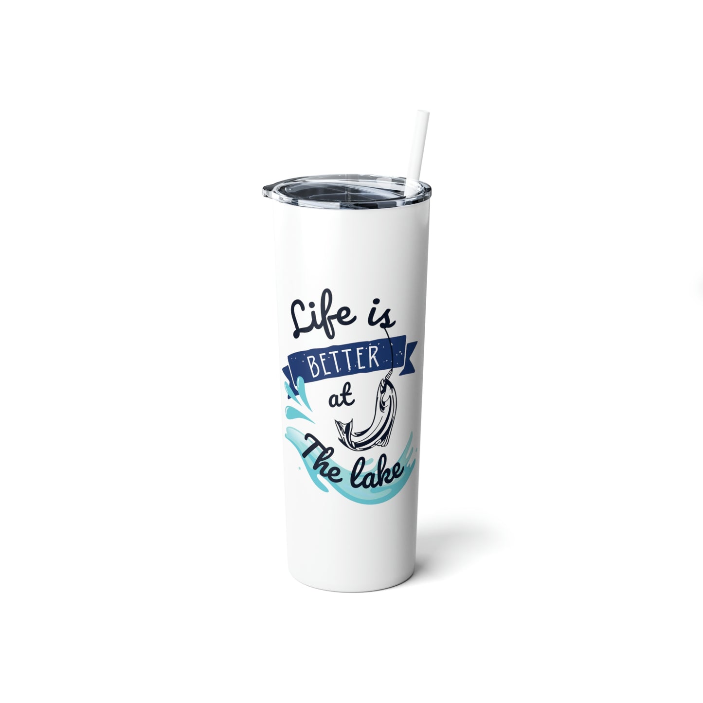 Life is Better at the Lake Skinny Steel Tumbler with Straw, 20oz