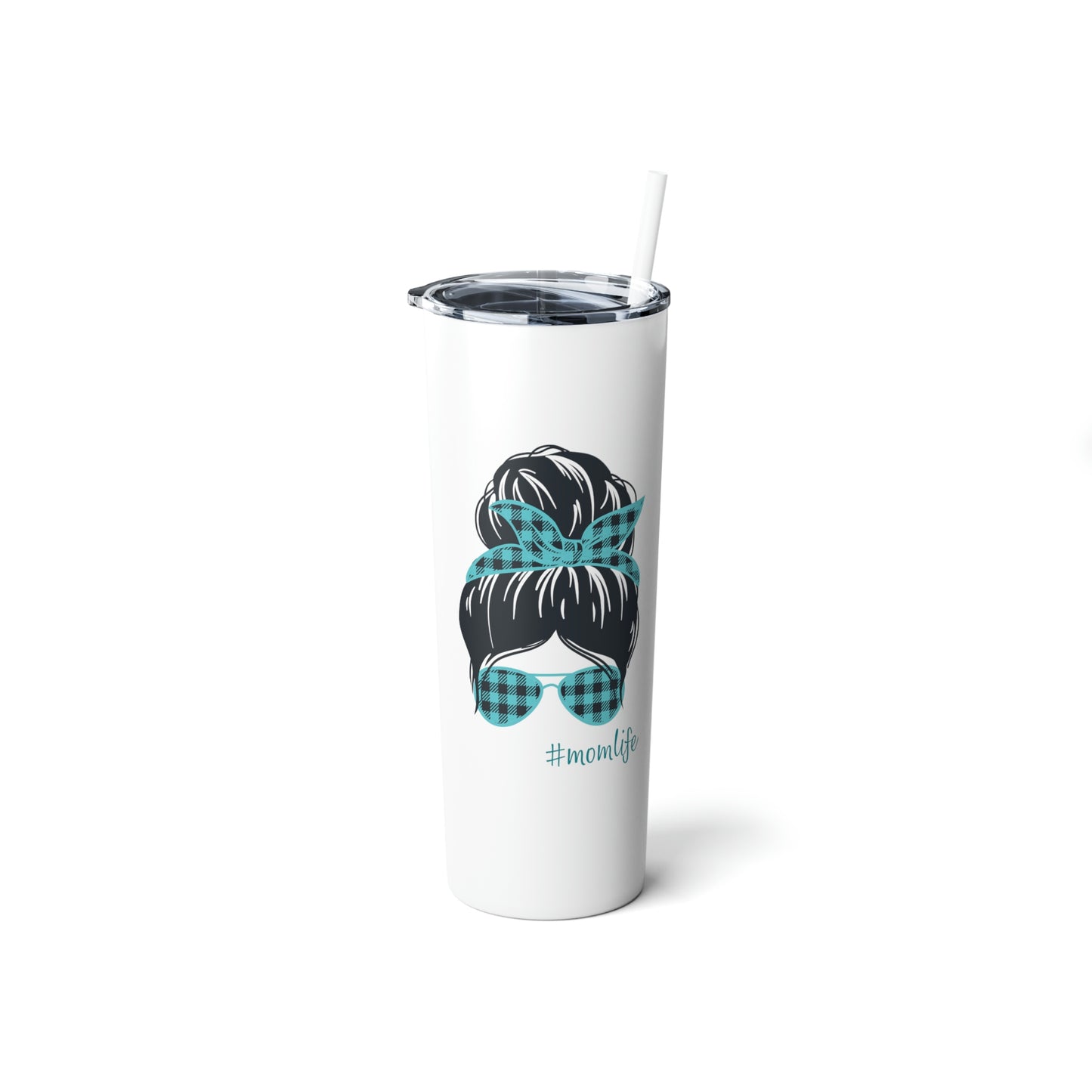 Mom Life Skinny Steel Tumbler with Straw, 20oz
